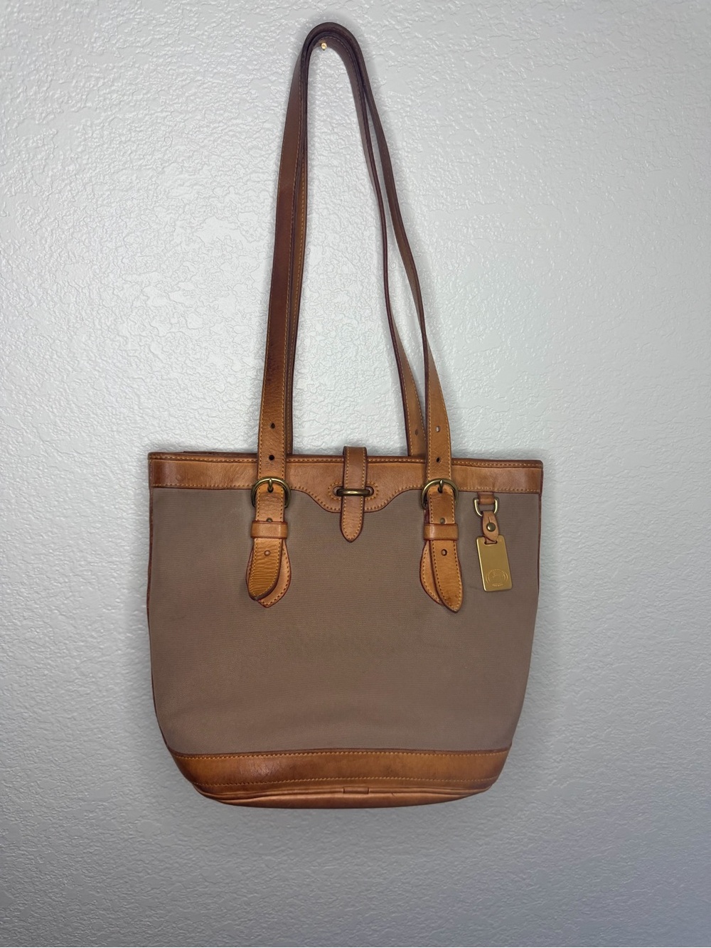 Vintage Dooney&Bourke leather Canvas Tote Bag